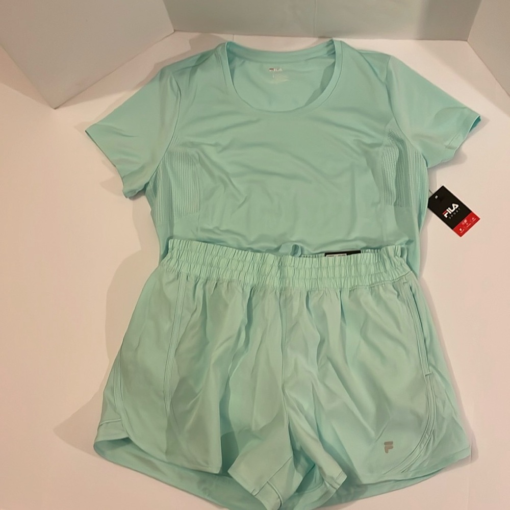 Fila Sport set of t-shirt and shorts size L. Color mint, tru-dry, slim fit